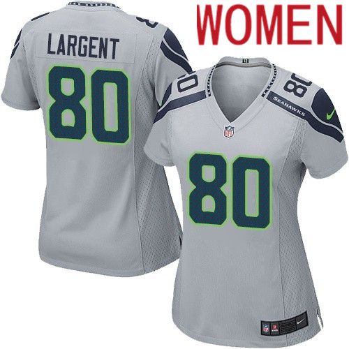 Women Seattle Seahawks #80 Steve Largent Nike Gray Game NFL Jersey